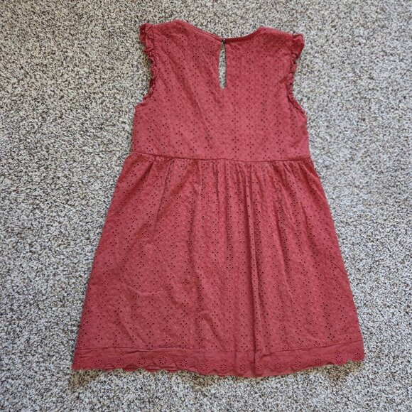 Knox Rose Womens Large Dark Mauve Eyelet Lined Dress Ruffles Cottagecore Romance - Picture 3 of 7